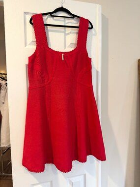 Anthropologie Red Knit Swing Dress